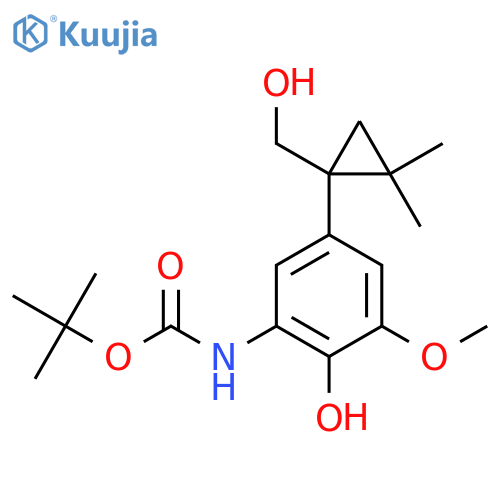 tert-butyl N-{2-hydroxy-5-1-(hydroxymethyl)-2,2-dimethylcyclopropyl-3-methoxyphenyl}carbamate structure