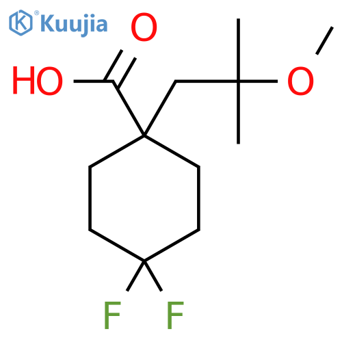 4,4-difluoro-1-(2-methoxy-2-methylpropyl)cyclohexane-1-carboxylic acid structure