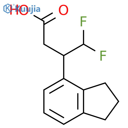 3-(2,3-dihydro-1H-inden-4-yl)-4,4-difluorobutanoic acid structure