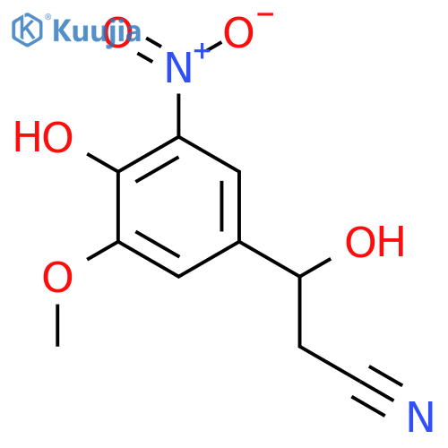 3-hydroxy-3-(4-hydroxy-3-methoxy-5-nitrophenyl)propanenitrile structure