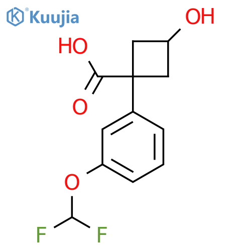 1-3-(difluoromethoxy)phenyl-3-hydroxycyclobutane-1-carboxylic acid structure