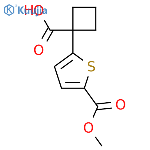 1-5-(methoxycarbonyl)thiophen-2-ylcyclobutane-1-carboxylic acid structure