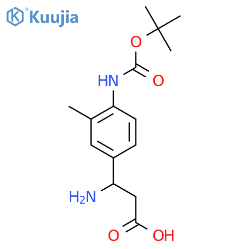 3-amino-3-(4-{(tert-butoxy)carbonylamino}-3-methylphenyl)propanoic acid structure