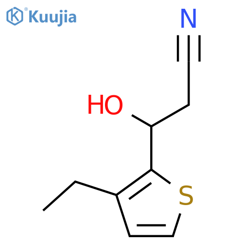 3-(3-ethylthiophen-2-yl)-3-hydroxypropanenitrile structure