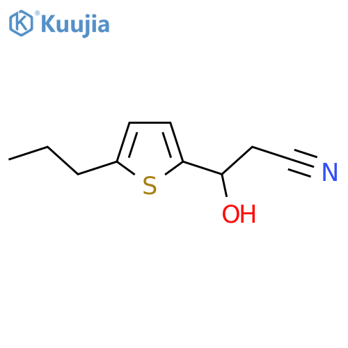 3-hydroxy-3-(5-propylthiophen-2-yl)propanenitrile structure