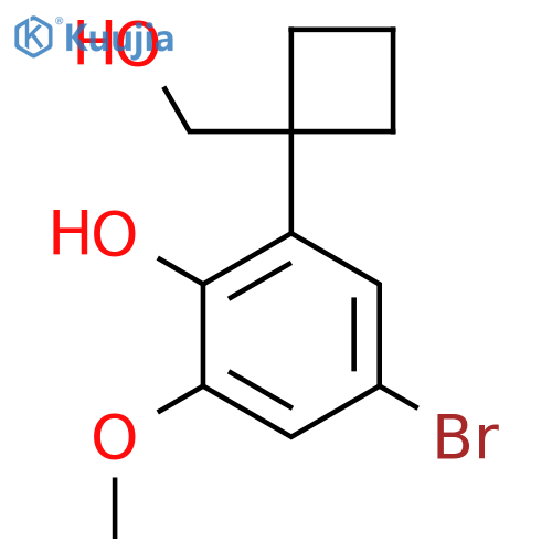4-bromo-2-1-(hydroxymethyl)cyclobutyl-6-methoxyphenol structure