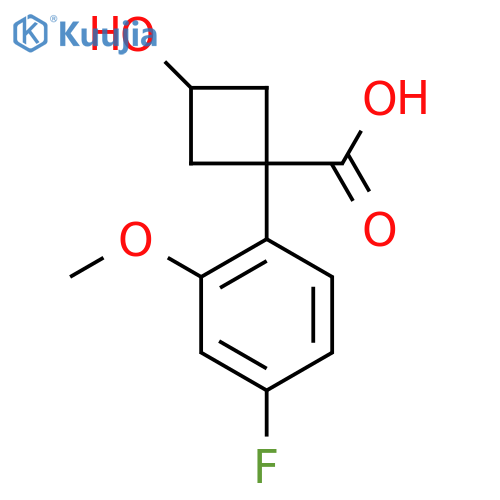 1-(4-fluoro-2-methoxyphenyl)-3-hydroxycyclobutane-1-carboxylic acid structure