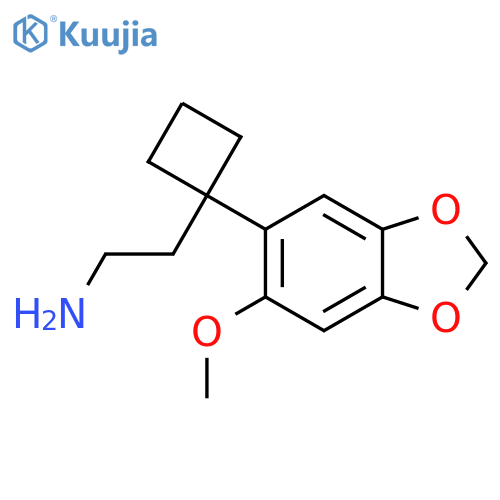 2-1-(6-methoxy-1,3-dioxaindan-5-yl)cyclobutylethan-1-amine structure