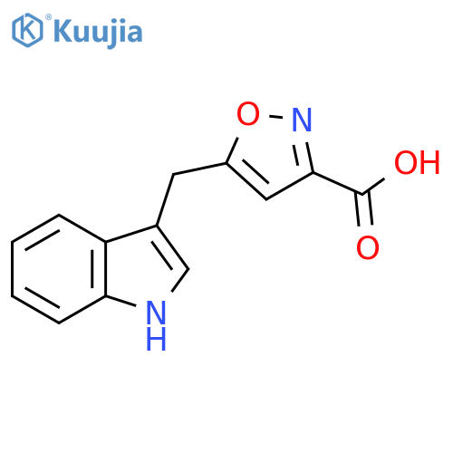 5-(1H-indol-3-yl)methyl-1,2-oxazole-3-carboxylic acid structure
