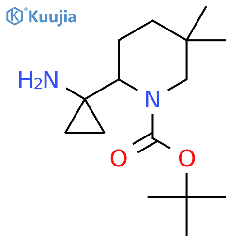 tert-butyl 2-(1-aminocyclopropyl)-5,5-dimethylpiperidine-1-carboxylate structure