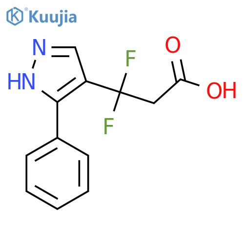 3,3-difluoro-3-(3-phenyl-1H-pyrazol-4-yl)propanoic acid structure