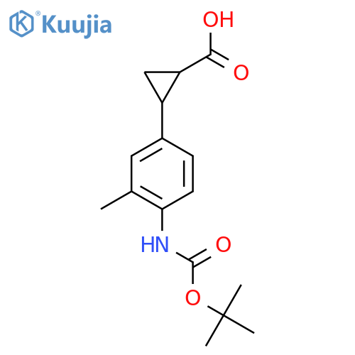 2-(4-{(tert-butoxy)carbonylamino}-3-methylphenyl)cyclopropane-1-carboxylic acid structure