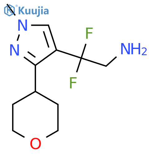 2,2-difluoro-2-1-methyl-3-(oxan-4-yl)-1H-pyrazol-4-ylethan-1-amine structure