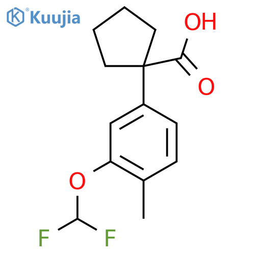 1-3-(difluoromethoxy)-4-methylphenylcyclopentane-1-carboxylic acid structure