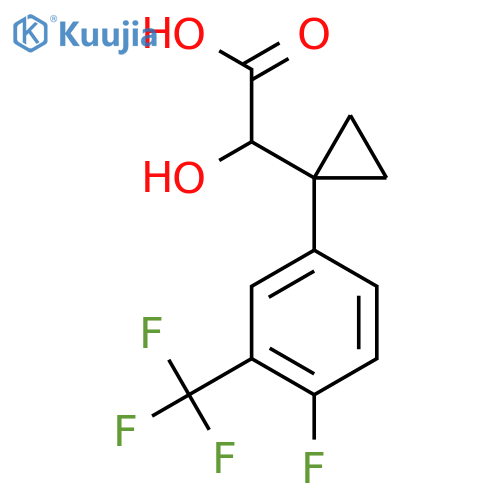 2-{1-4-fluoro-3-(trifluoromethyl)phenylcyclopropyl}-2-hydroxyacetic acid structure