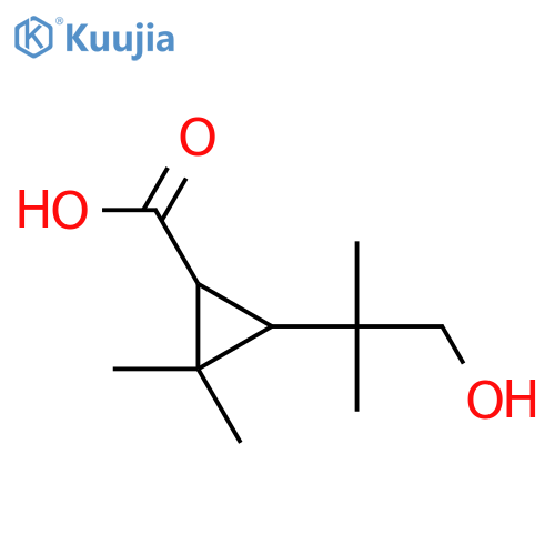 3-(1-hydroxy-2-methylpropan-2-yl)-2,2-dimethylcyclopropane-1-carboxylic acid structure