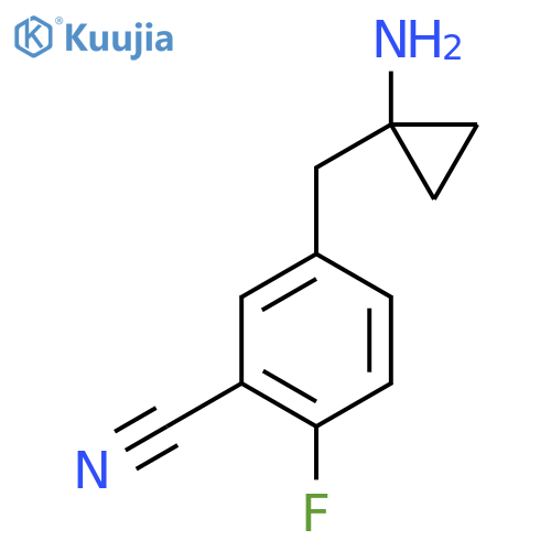 5-(1-aminocyclopropyl)methyl-2-fluorobenzonitrile structure