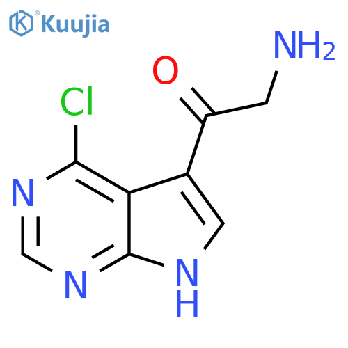 2-amino-1-{4-chloro-7H-pyrrolo2,3-dpyrimidin-5-yl}ethan-1-one structure
