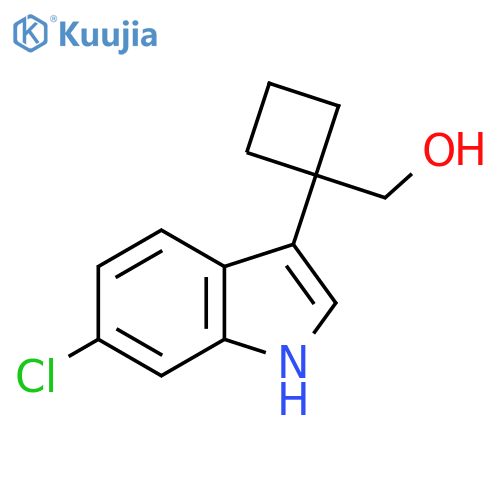 1-(6-chloro-1H-indol-3-yl)cyclobutylmethanol structure