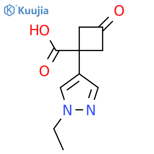 1-(1-ethyl-1H-pyrazol-4-yl)-3-oxocyclobutane-1-carboxylic acid structure