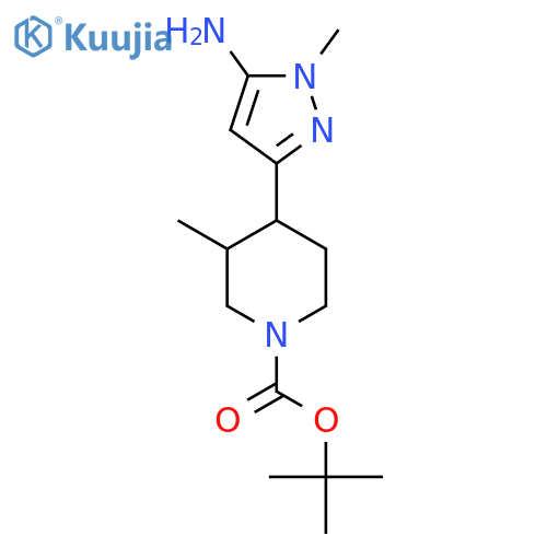 tert-butyl 4-(5-amino-1-methyl-1H-pyrazol-3-yl)-3-methylpiperidine-1-carboxylate structure