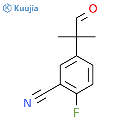 2-fluoro-5-(2-methyl-1-oxopropan-2-yl)benzonitrile structure