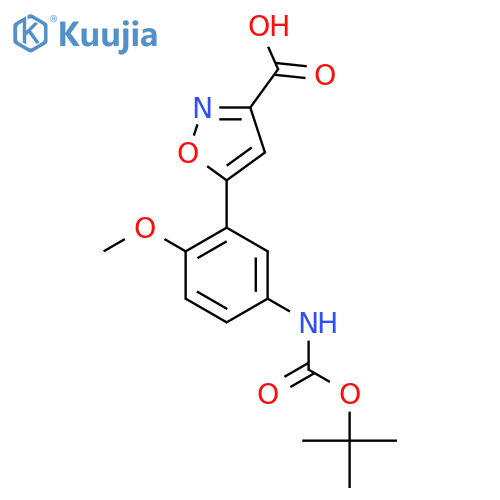 5-(5-{(tert-butoxy)carbonylamino}-2-methoxyphenyl)-1,2-oxazole-3-carboxylic acid structure