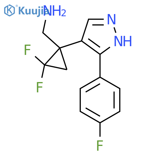 {2,2-difluoro-1-3-(4-fluorophenyl)-1H-pyrazol-4-ylcyclopropyl}methanamine structure