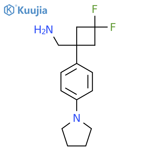 {3,3-difluoro-1-4-(pyrrolidin-1-yl)phenylcyclobutyl}methanamine structure