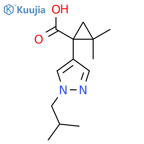 2,2-dimethyl-1-1-(2-methylpropyl)-1H-pyrazol-4-ylcyclopropane-1-carboxylic acid structure
