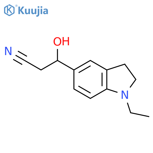 3-(1-ethyl-2,3-dihydro-1H-indol-5-yl)-3-hydroxypropanenitrile structure