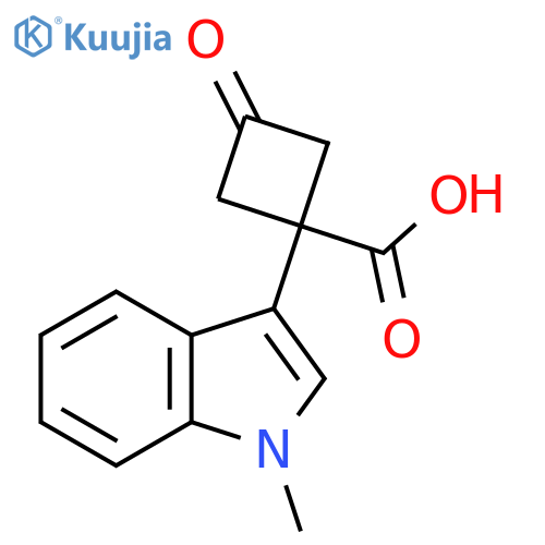 1-(1-methyl-1H-indol-3-yl)-3-oxocyclobutane-1-carboxylic acid structure