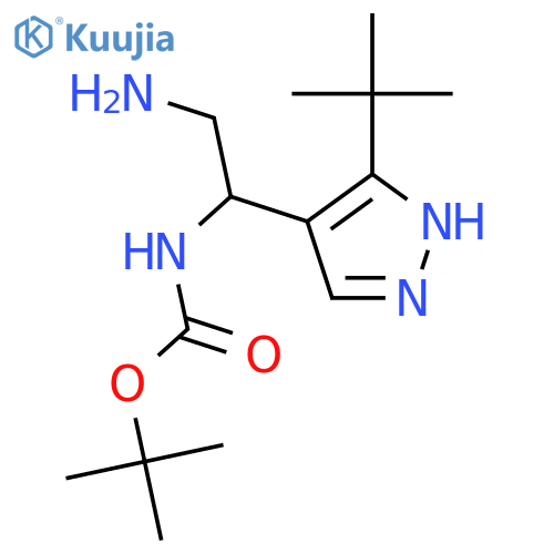 tert-butyl N-2-amino-1-(3-tert-butyl-1H-pyrazol-4-yl)ethylcarbamate structure