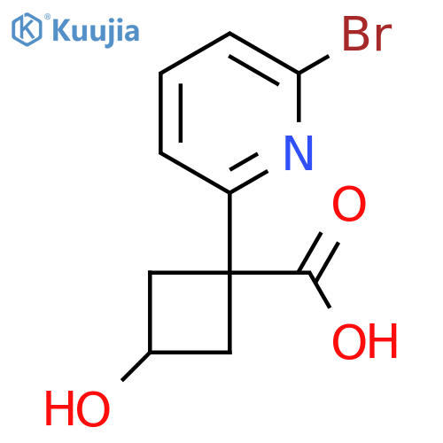 1-(6-bromopyridin-2-yl)-3-hydroxycyclobutane-1-carboxylic acid structure