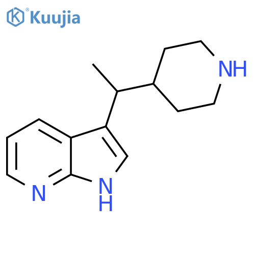 4-(1-{1H-pyrrolo2,3-bpyridin-3-yl}ethyl)piperidine structure