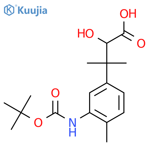 3-(3-{(tert-butoxy)carbonylamino}-4-methylphenyl)-2-hydroxy-3-methylbutanoic acid structure