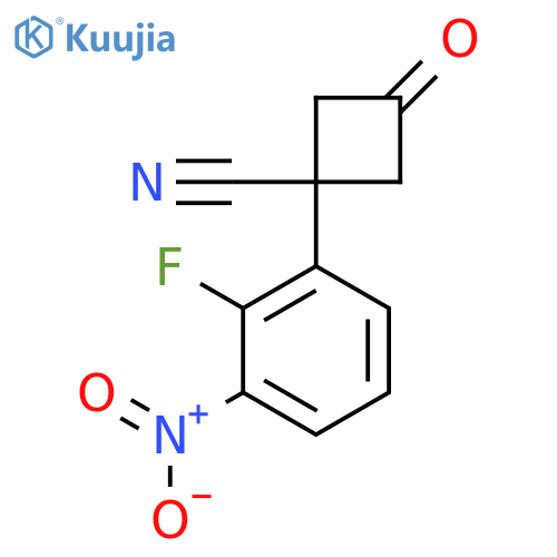 1-(2-fluoro-3-nitrophenyl)-3-oxocyclobutane-1-carbonitrile structure