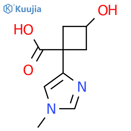 3-hydroxy-1-(1-methyl-1H-imidazol-4-yl)cyclobutane-1-carboxylic acid structure