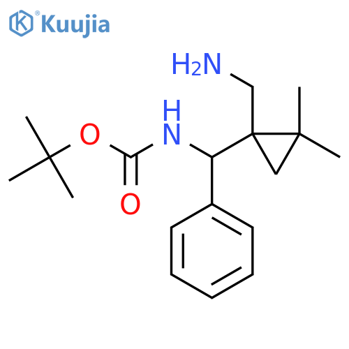 tert-butyl N-{1-(aminomethyl)-2,2-dimethylcyclopropyl(phenyl)methyl}carbamate structure