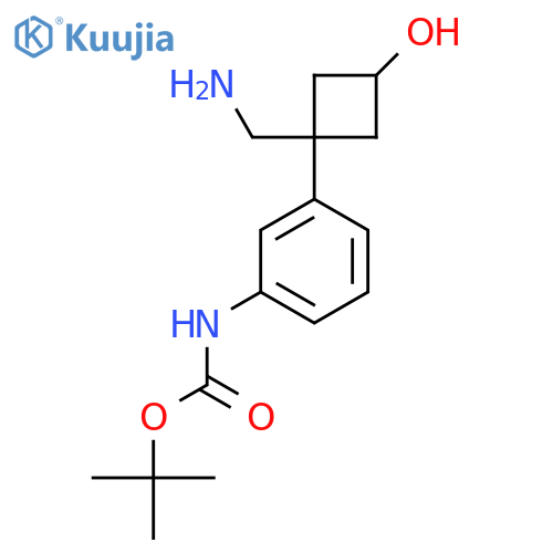 tert-butyl N-{3-1-(aminomethyl)-3-hydroxycyclobutylphenyl}carbamate structure