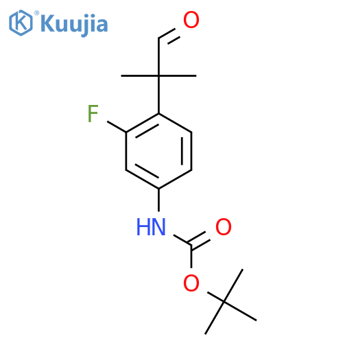 tert-butyl N-3-fluoro-4-(2-methyl-1-oxopropan-2-yl)phenylcarbamate structure