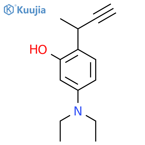 2-(but-3-yn-2-yl)-5-(diethylamino)phenol structure