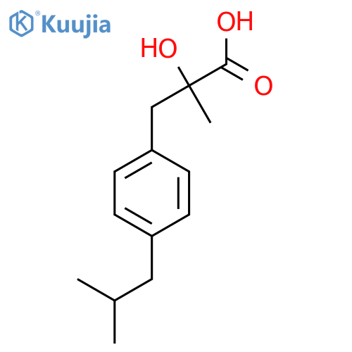 2-hydroxy-2-methyl-3-4-(2-methylpropyl)phenylpropanoic acid structure