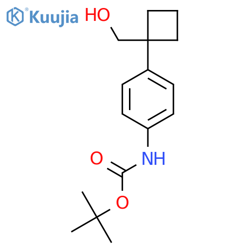 tert-butyl N-{4-1-(hydroxymethyl)cyclobutylphenyl}carbamate structure