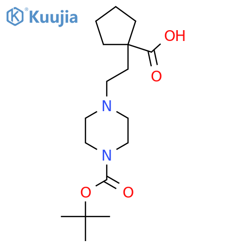 1-(2-{4-(tert-butoxy)carbonylpiperazin-1-yl}ethyl)cyclopentane-1-carboxylic acid structure