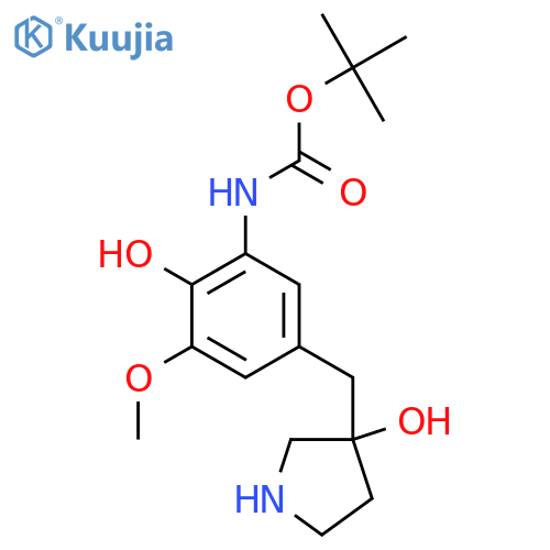 tert-butyl N-{2-hydroxy-5-(3-hydroxypyrrolidin-3-yl)methyl-3-methoxyphenyl}carbamate structure