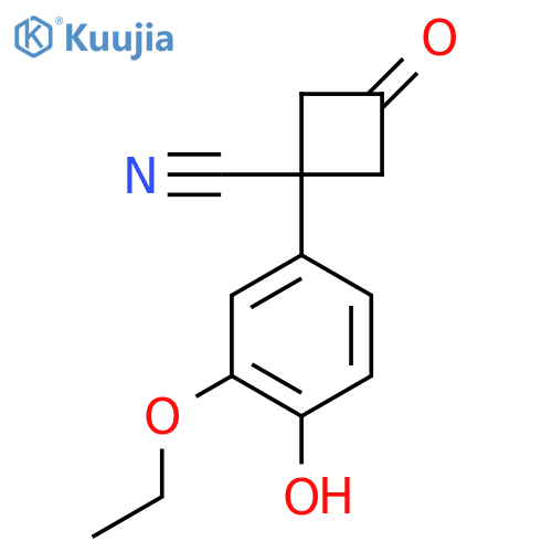 1-(3-ethoxy-4-hydroxyphenyl)-3-oxocyclobutane-1-carbonitrile structure