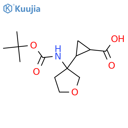 2-(3-{(tert-butoxy)carbonylamino}oxolan-3-yl)cyclopropane-1-carboxylic acid structure