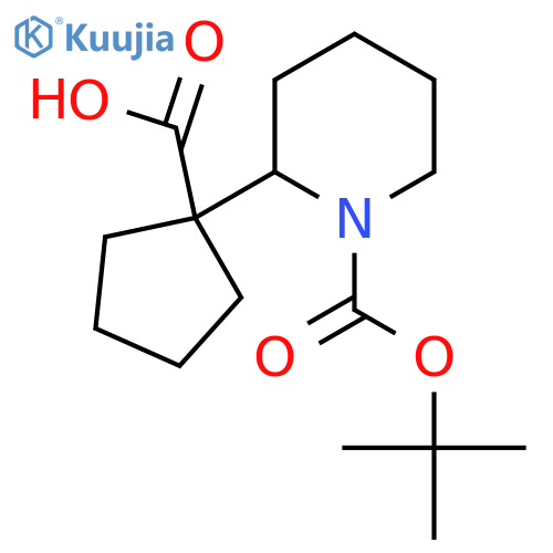 1-{1-(tert-butoxy)carbonylpiperidin-2-yl}cyclopentane-1-carboxylic acid structure
