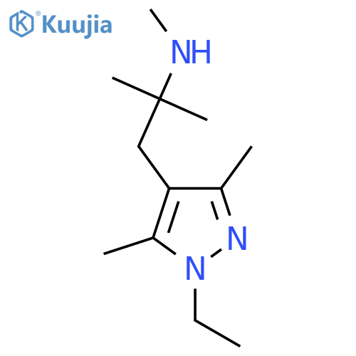 1-(1-ethyl-3,5-dimethyl-1H-pyrazol-4-yl)-2-methylpropan-2-yl(methyl)amine structure